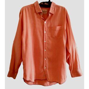 Tommy Bahama Mens Shirt Orange Button Up Island Crafted Tencel Cotton Casual - L